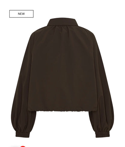 FIGHT NIGHT ZIP WINDBREAKER- BROWN / CREAM