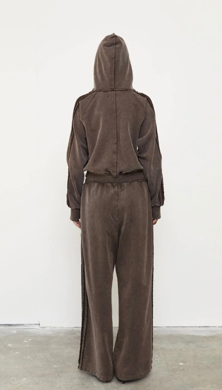 WIDE LEG ACID WASH TRACKSUIT PANT - SOIL