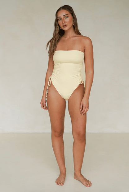 RUCHED SIDE TIE ONE PIECE- Butter