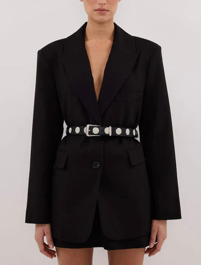 BOBBI I - Ebony Leather Belt One Size