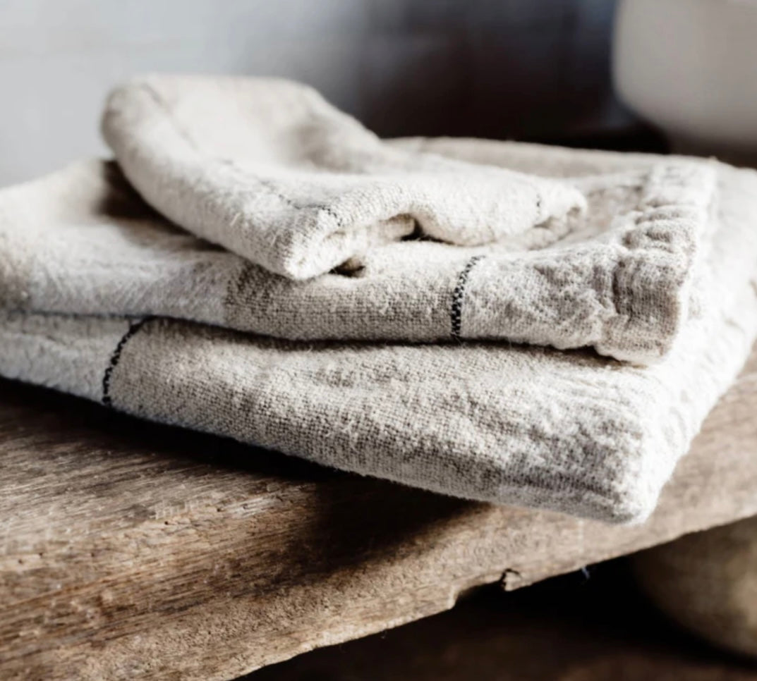 RETREAT BATH TOWEL - SET OF 2 - NATURAL / IVORY/ BLACK / 100x150cm