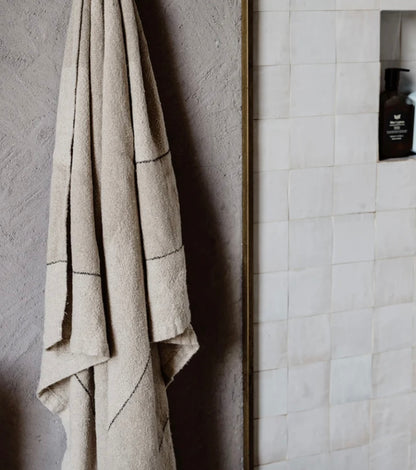 RETREAT BATH TOWEL - SET OF 2 - NATURAL / IVORY/ BLACK / 100x150cm