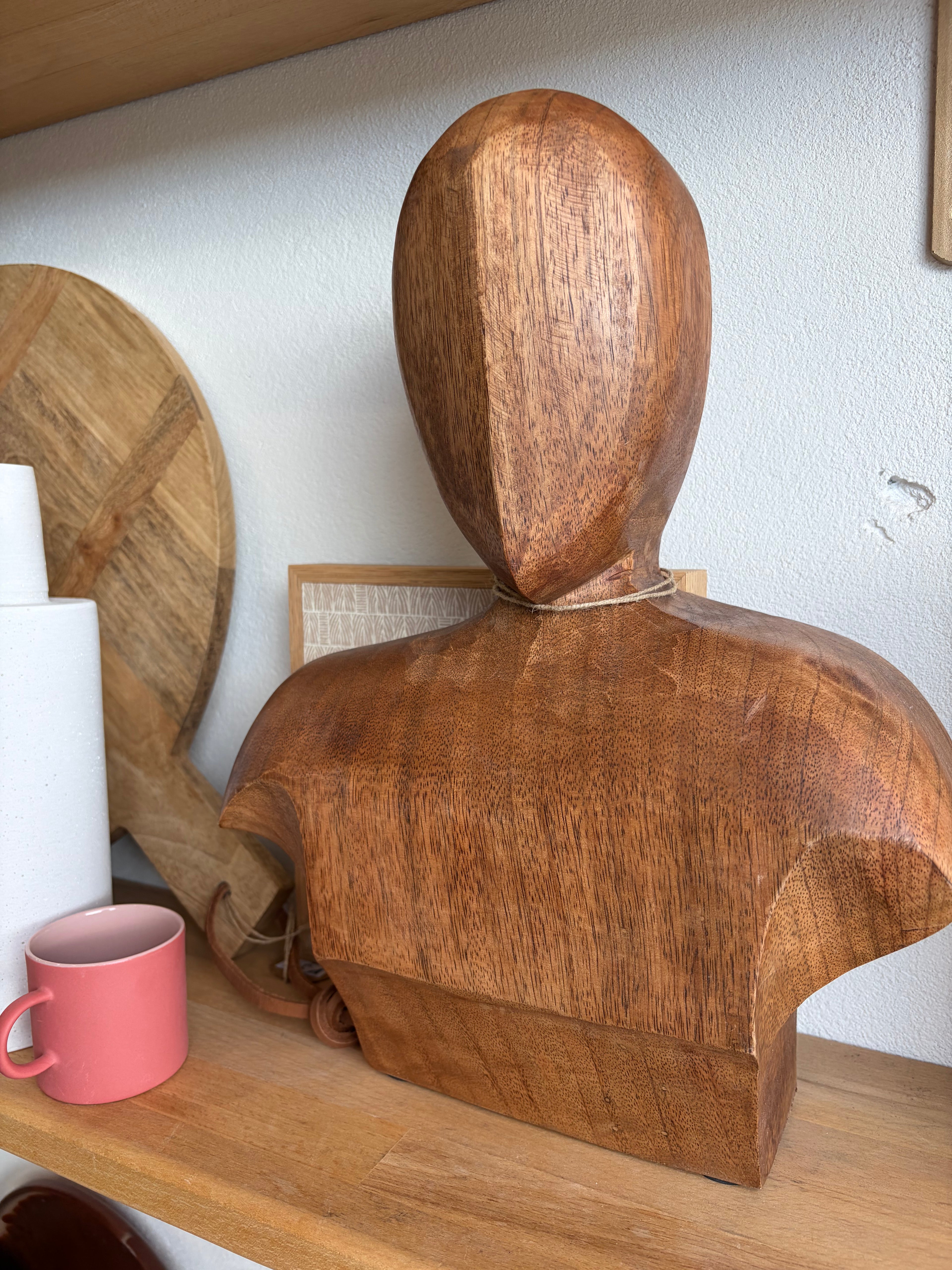 UNA WOODEN HEAD SCULPTURE