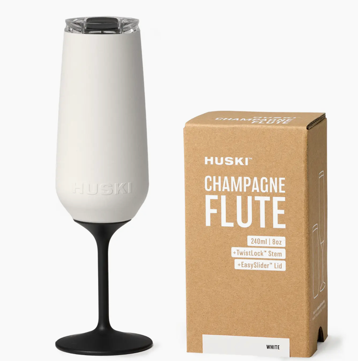 HUSKI CHAMPAGNE FLUTE - Twist Lock Stem - White
