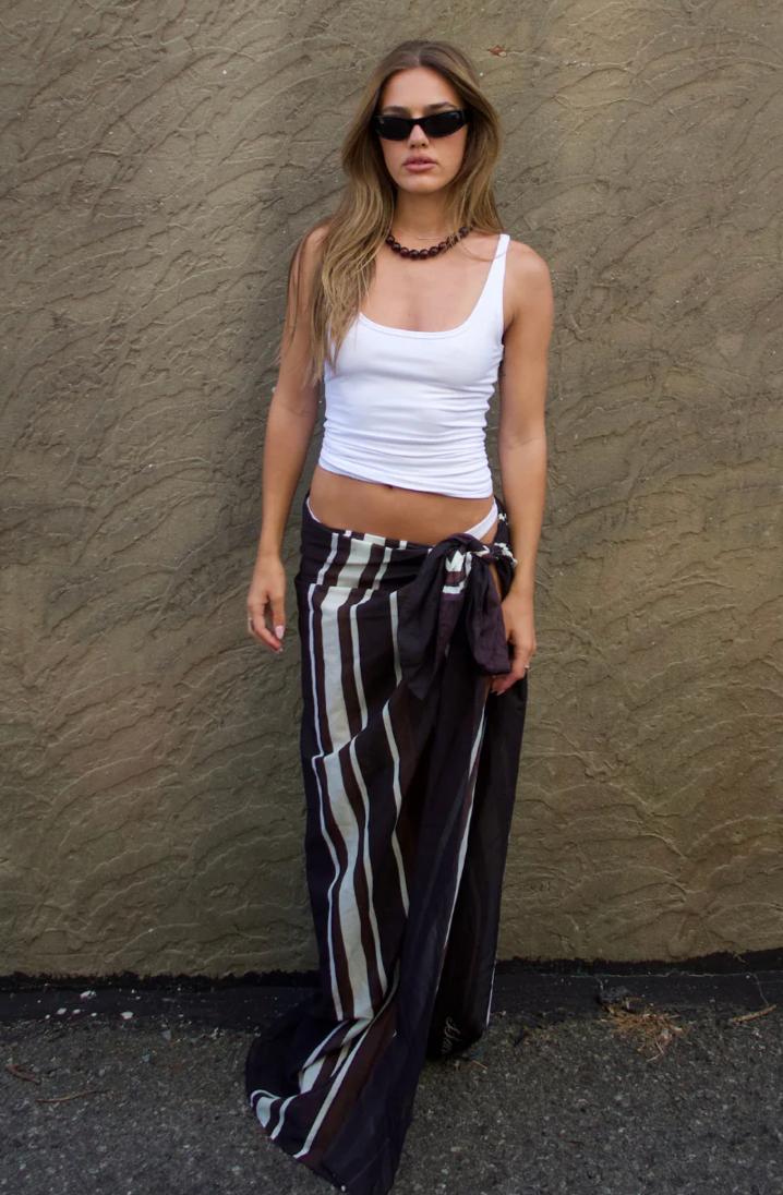 La Serena Sarong- Choc stripe