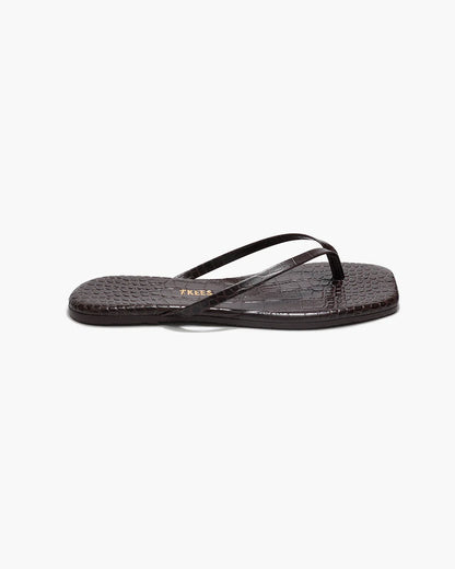 SQUARE TOE LILY CROC FLIP FLOPS - CAROB/CAROUBE