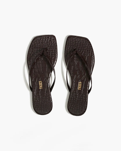 SQUARE TOE LILY CROC FLIP FLOPS - CAROB/CAROUBE
