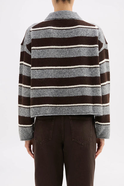MAIA RUGBY KNIT - CHARCOAL STRIPE